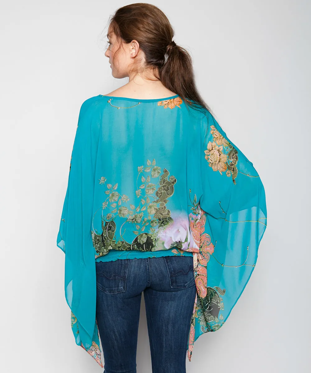 SUNDAY MORNING KIMONO BLOUSE IN TURQUOISE
