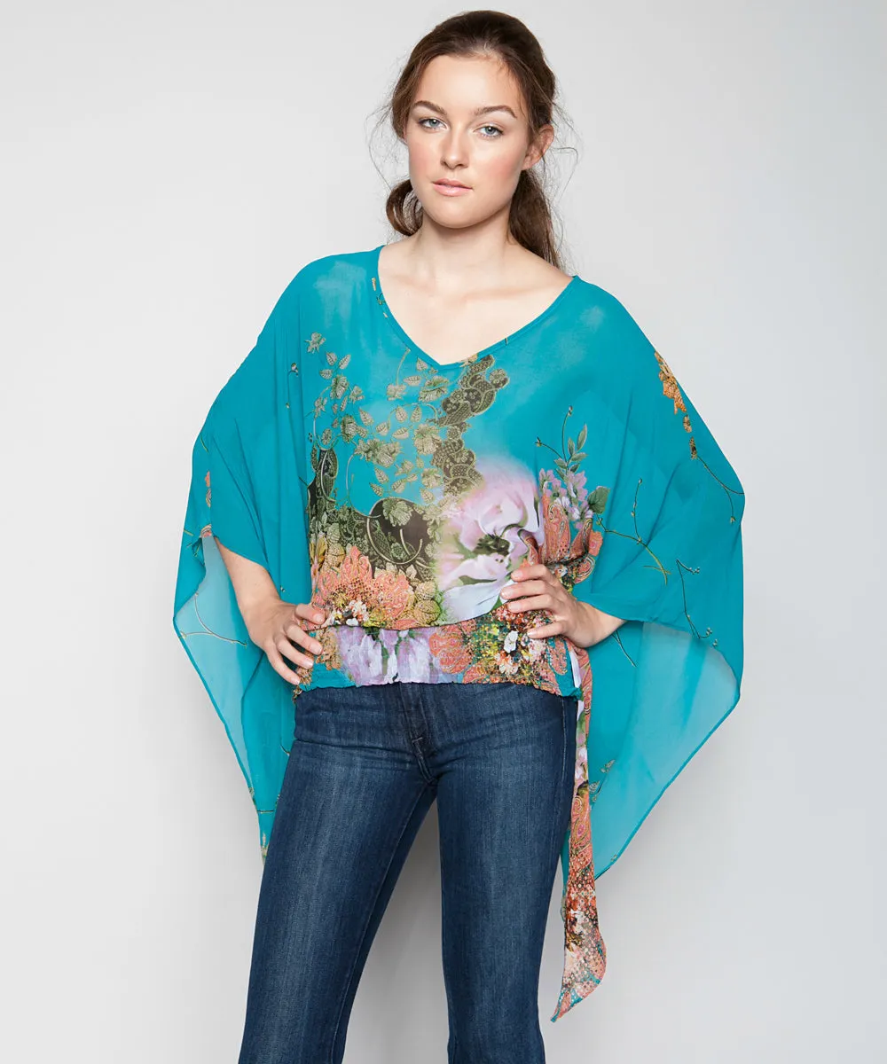 SUNDAY MORNING KIMONO BLOUSE IN TURQUOISE