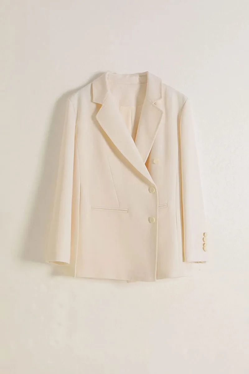 Tailored Asymmetric Single-Breasted Lapel Wool Blazer