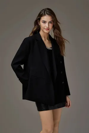 Tailored Asymmetric Single-Breasted Lapel Wool Blazer