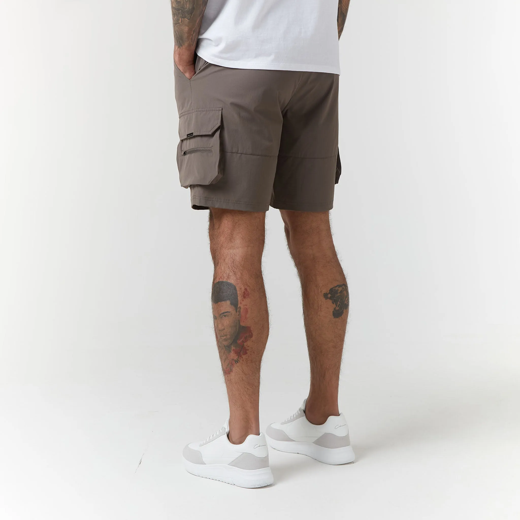 Tech Stretch Poly Cargo Short | Brown