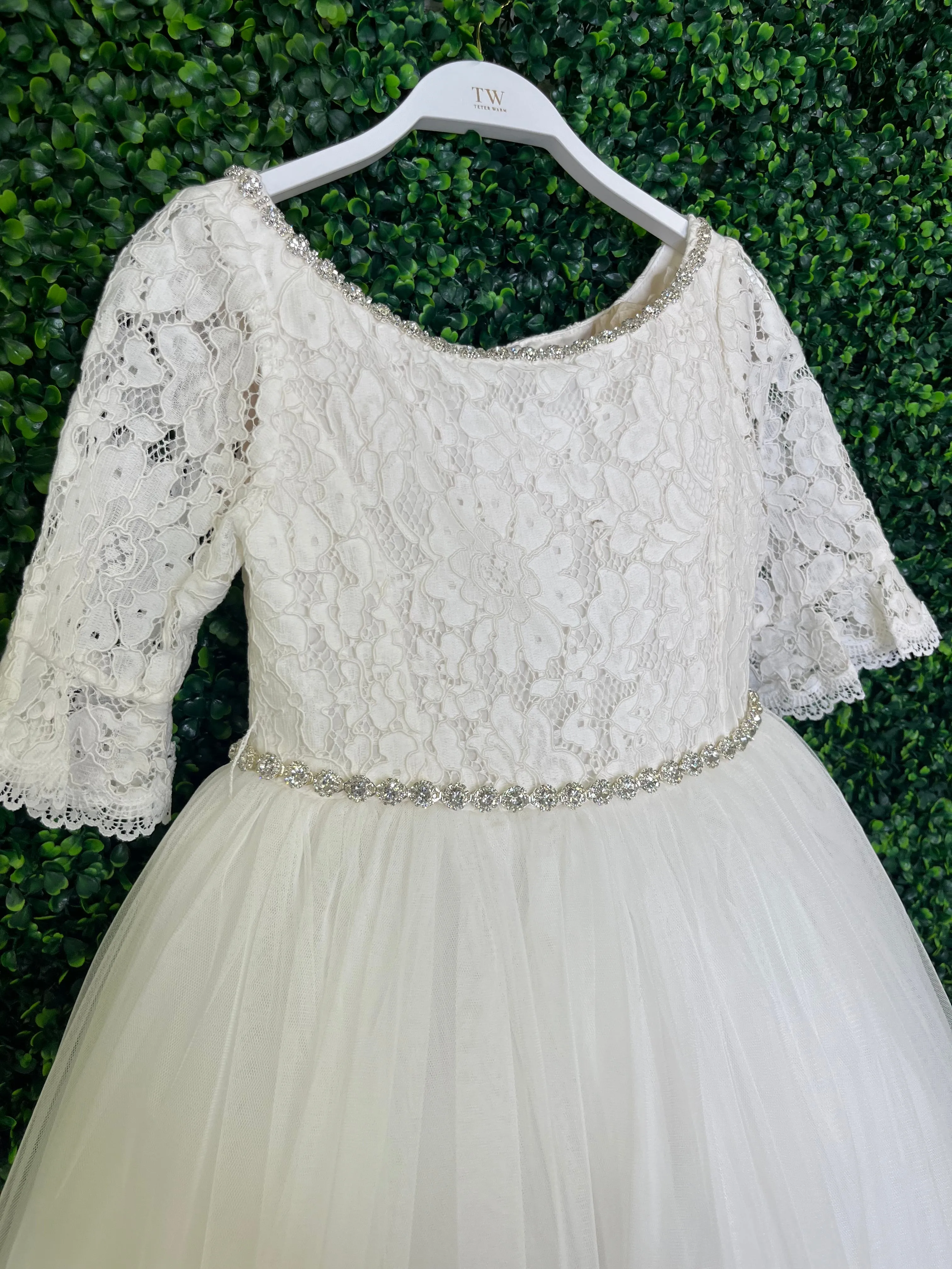 Teter Warm 3/4 Lace Sleeve Tulle Long Gown XGS06