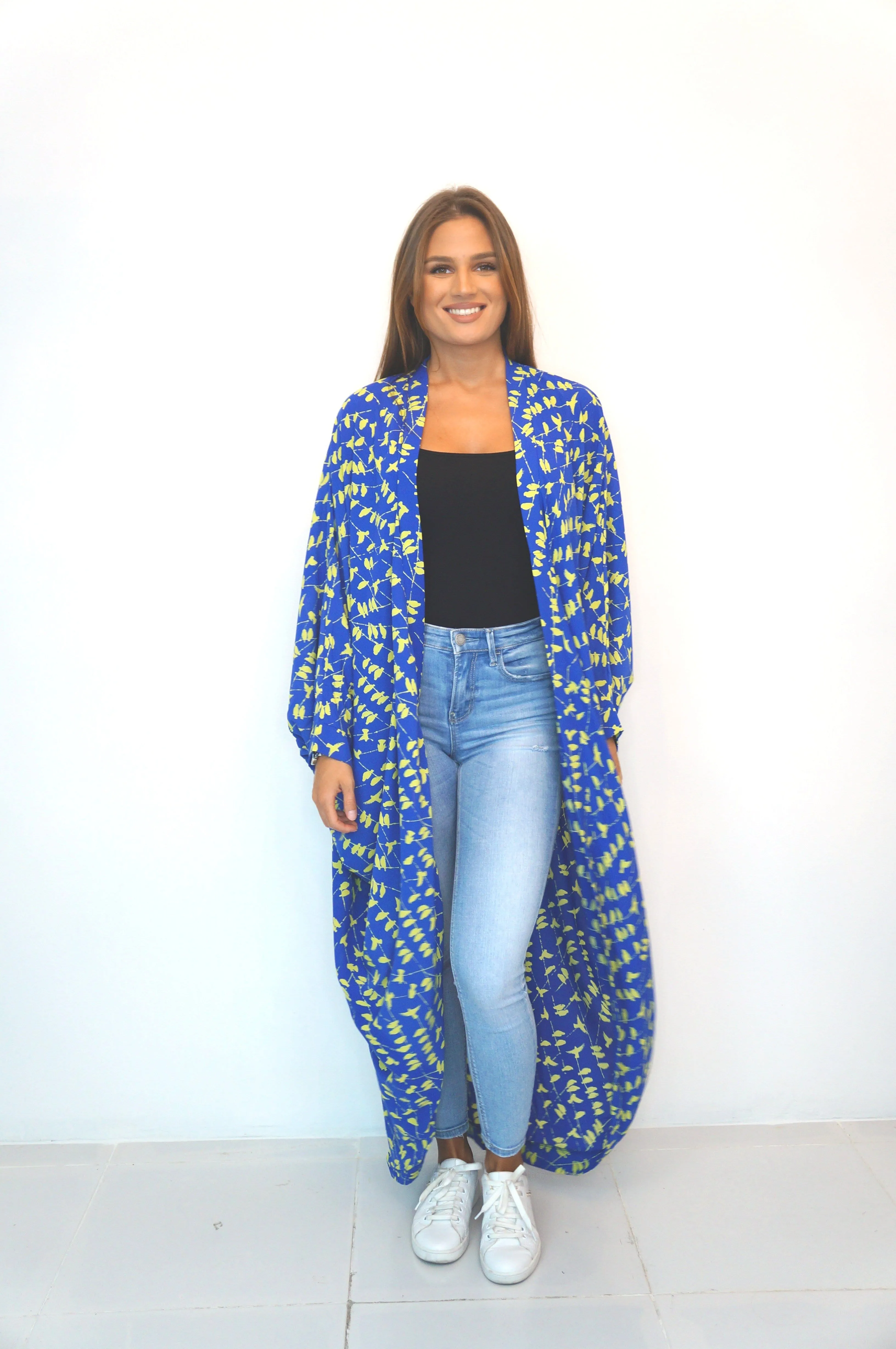 The Palm Kimono - Blue Yellow Birds