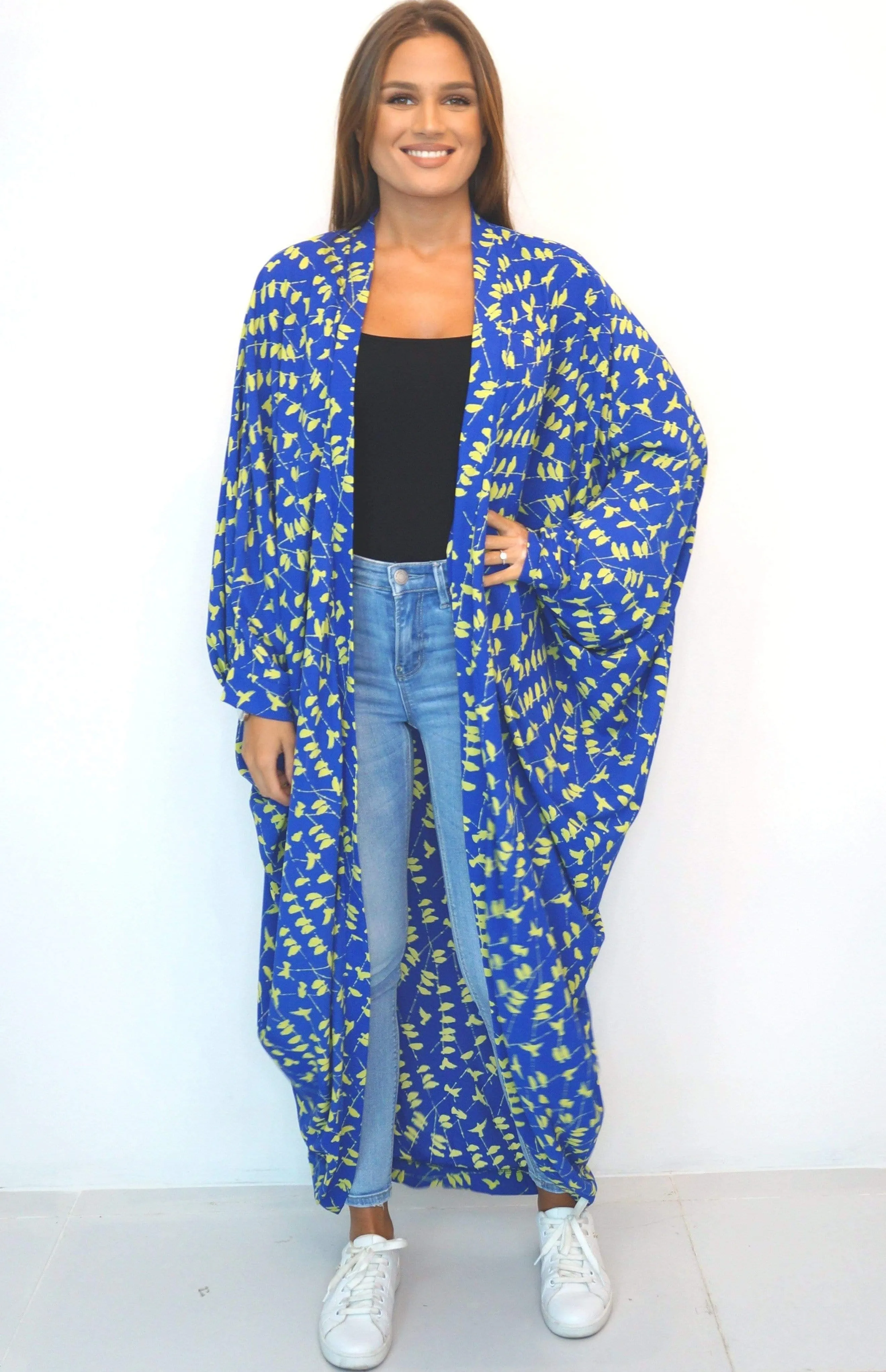 The Palm Kimono - Blue Yellow Birds
