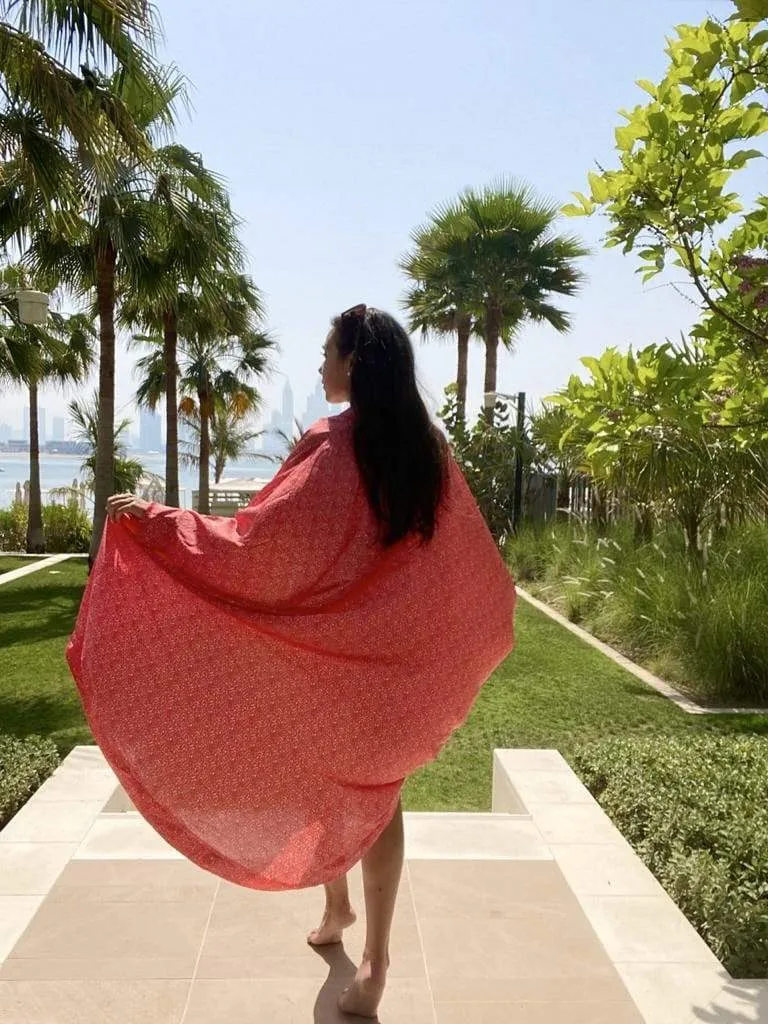 The Palm Kimono - Lipstick Splash
