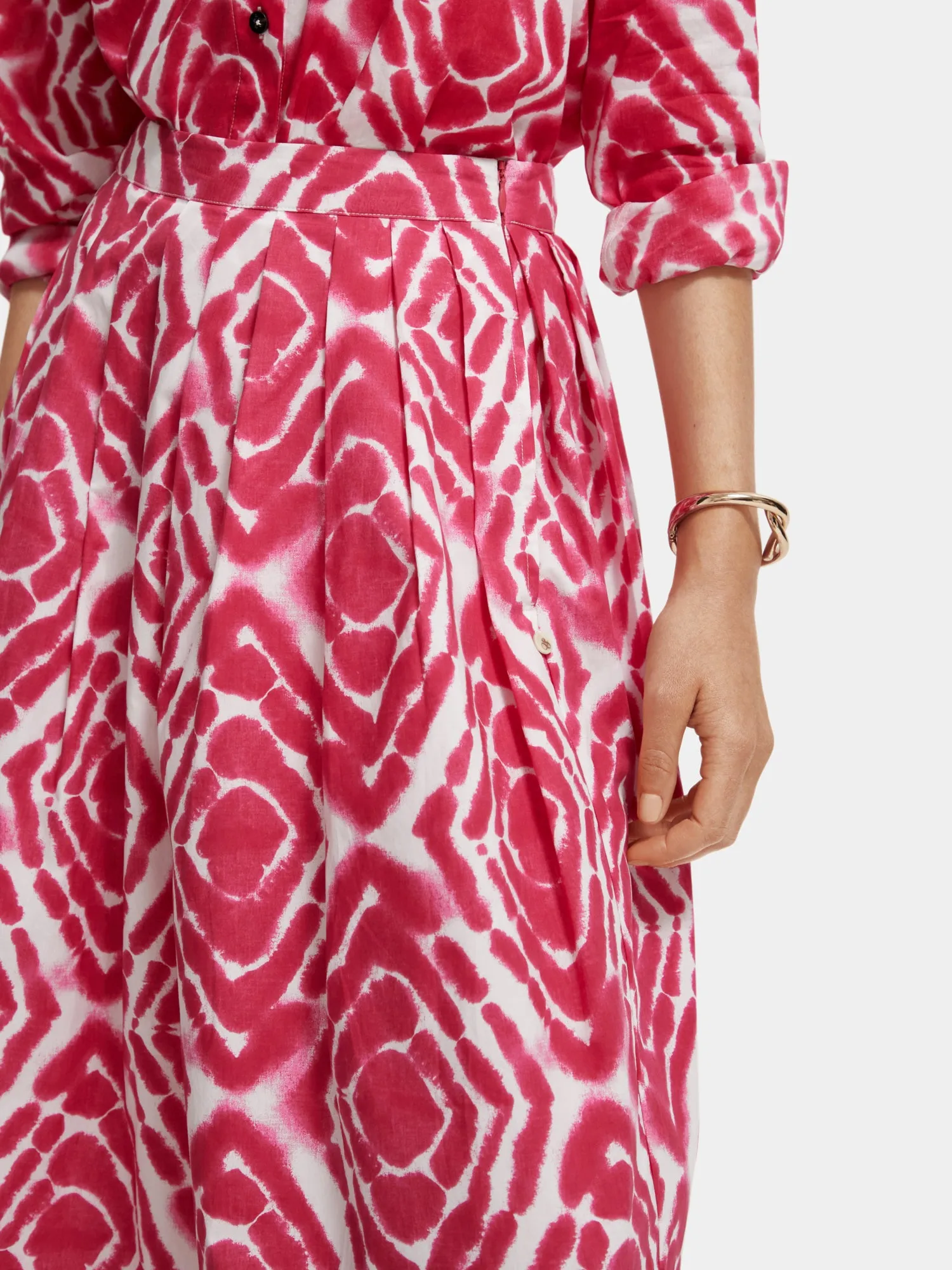 Tie-dyed printed midi skirt
