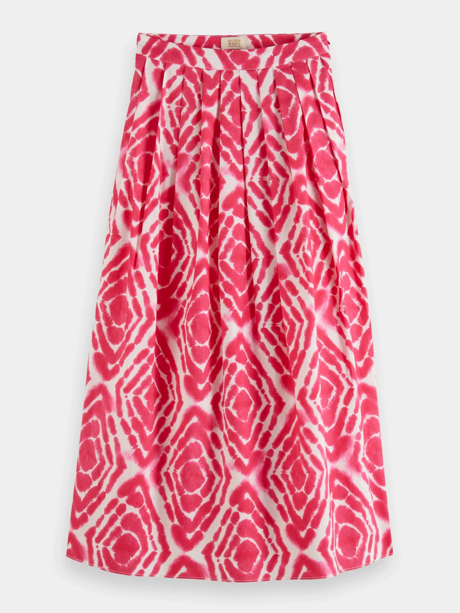 Tie-dyed printed midi skirt