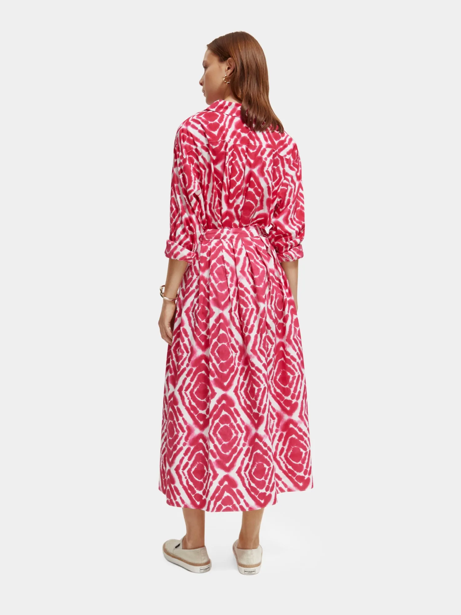 Tie-dyed printed midi skirt