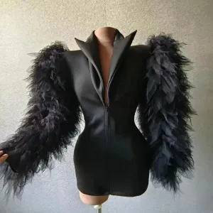 Trend4us Luxe Ruffled Structured Blazer Dress