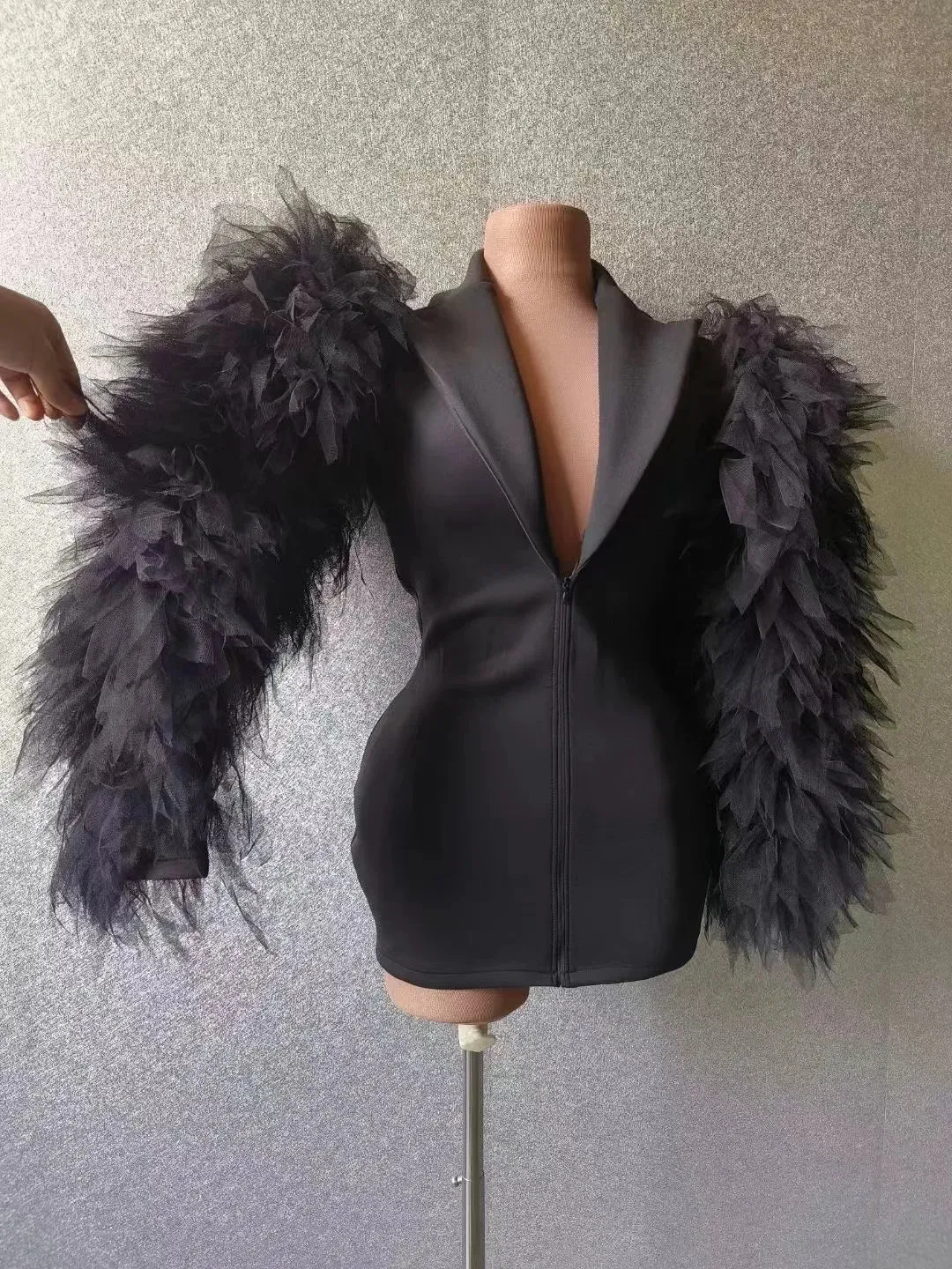 Trend4us Luxe Ruffled Structured Blazer Dress
