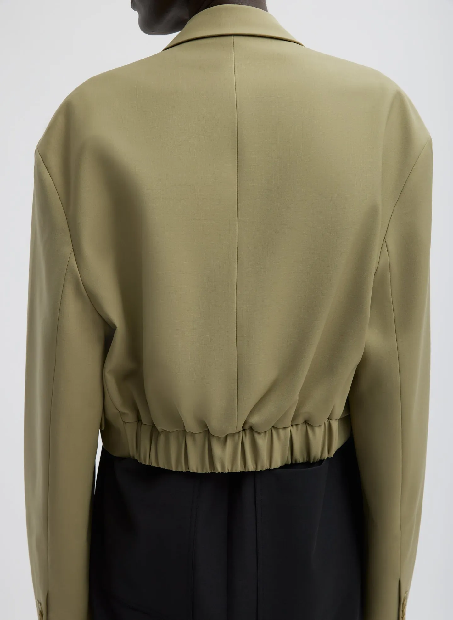 Tropical Wool Cropped Bomber Blazer