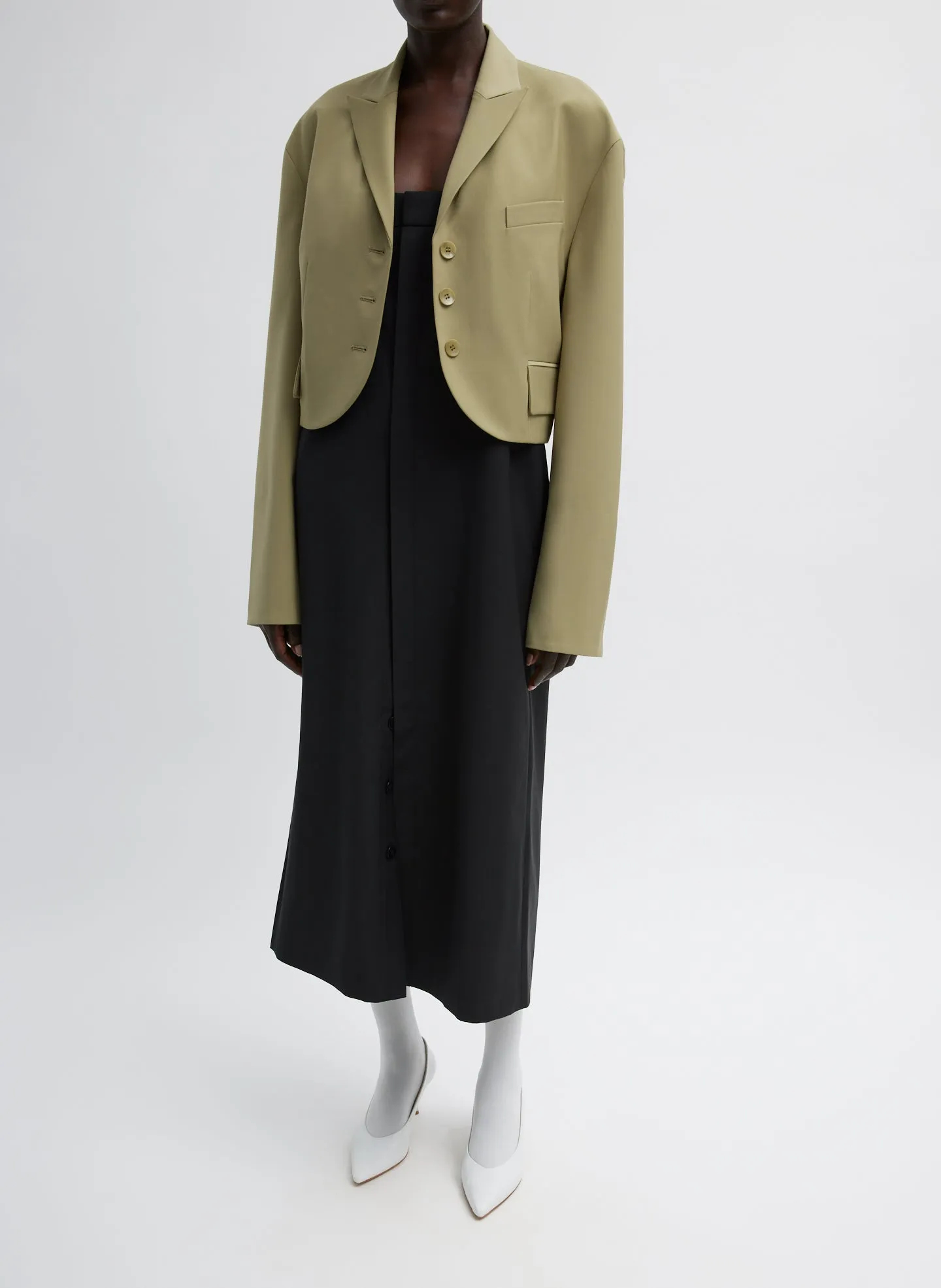 Tropical Wool Cropped Bomber Blazer