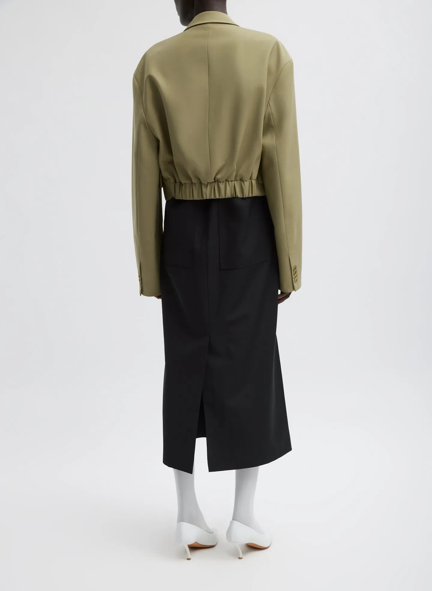 Tropical Wool Cropped Bomber Blazer