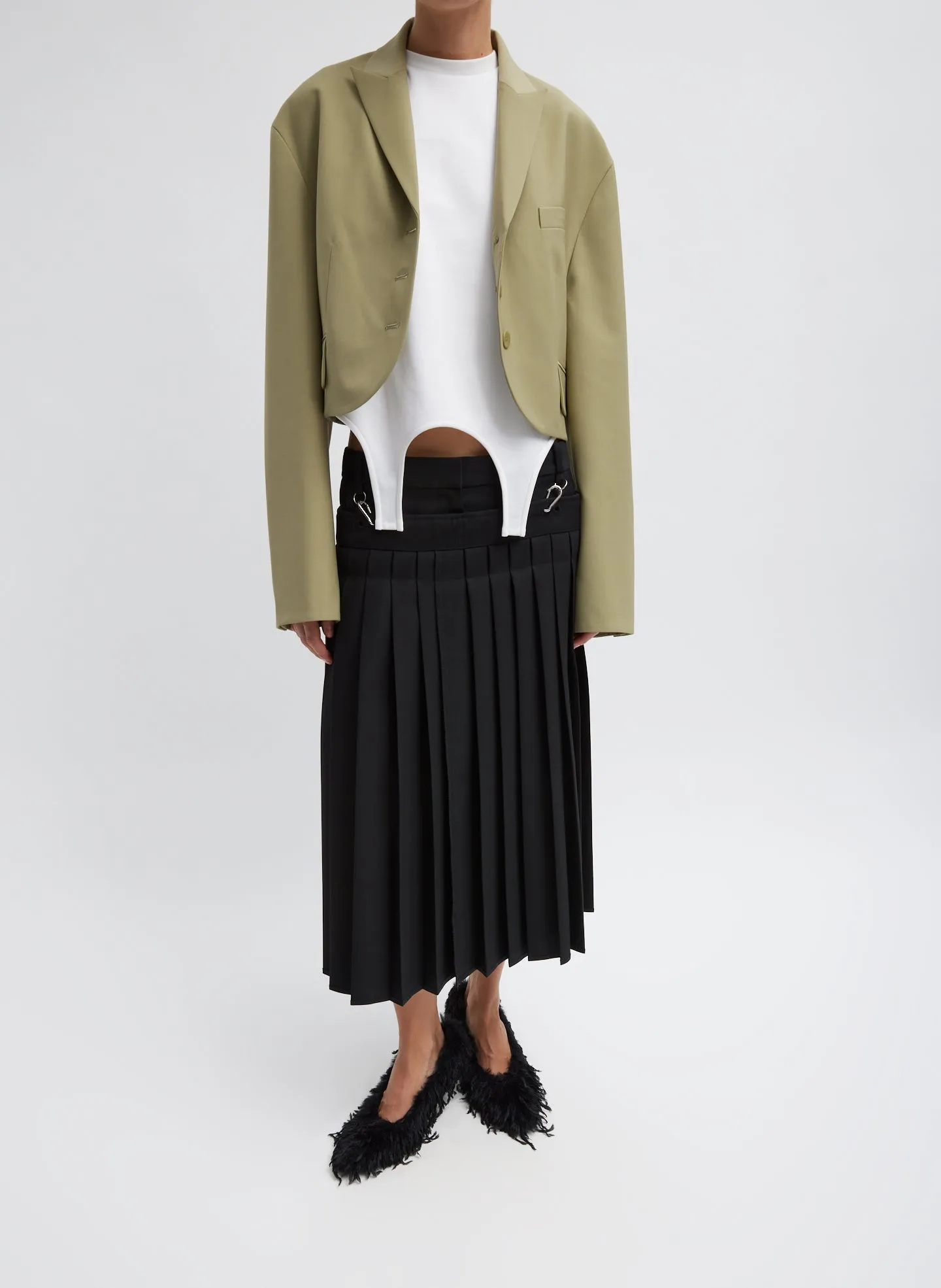 Tropical Wool Cropped Bomber Blazer