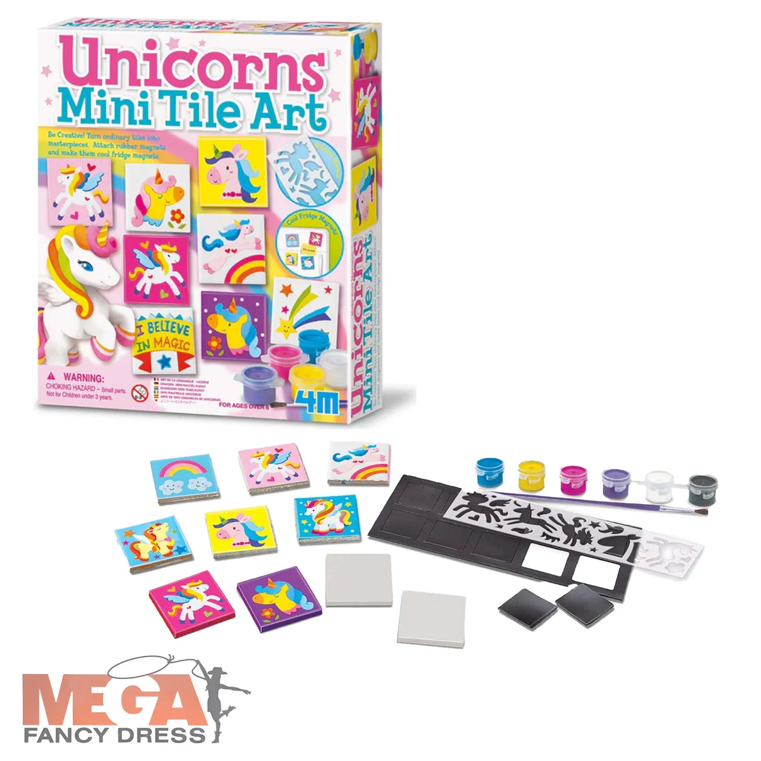 Unicorns Mini Tile Art Kids Fridge Magnet Arts & Crafts Set