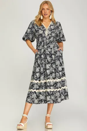 Whimsy Bloom Midi Dress