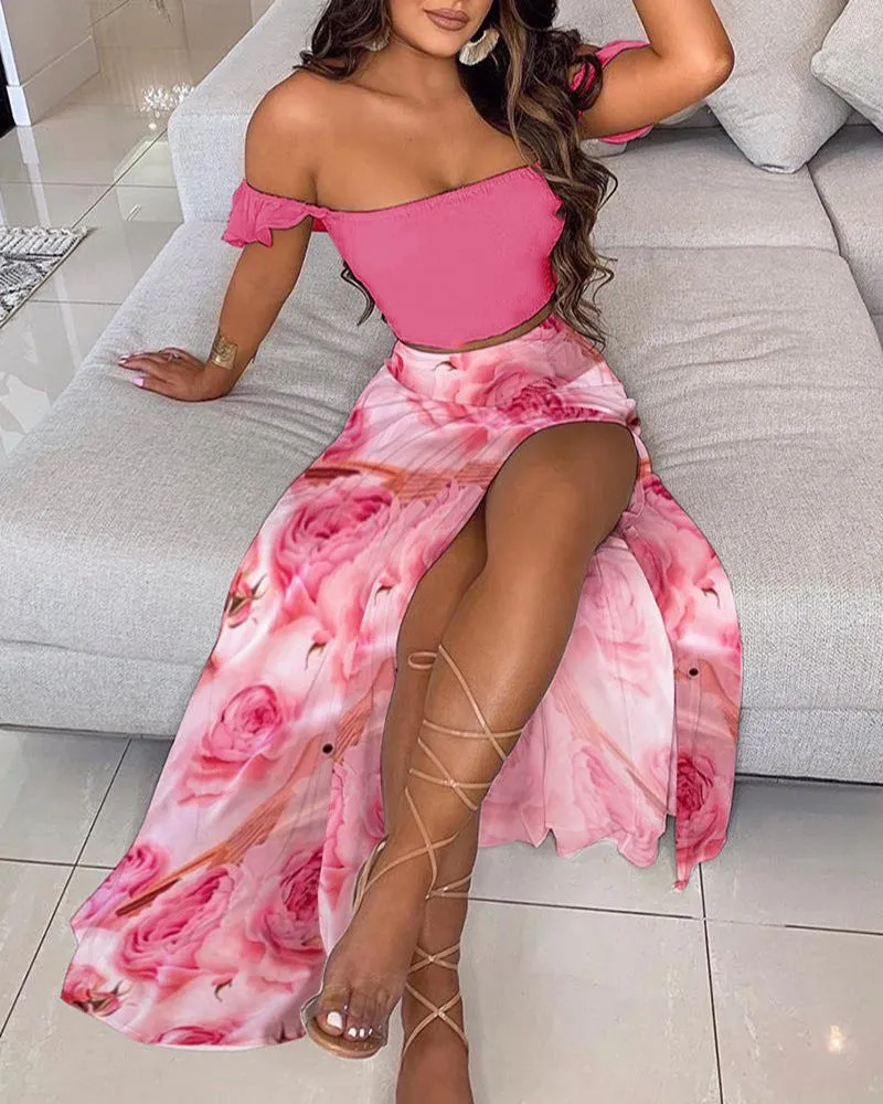 Women Bohemian Reto Tube Top Suit Dress