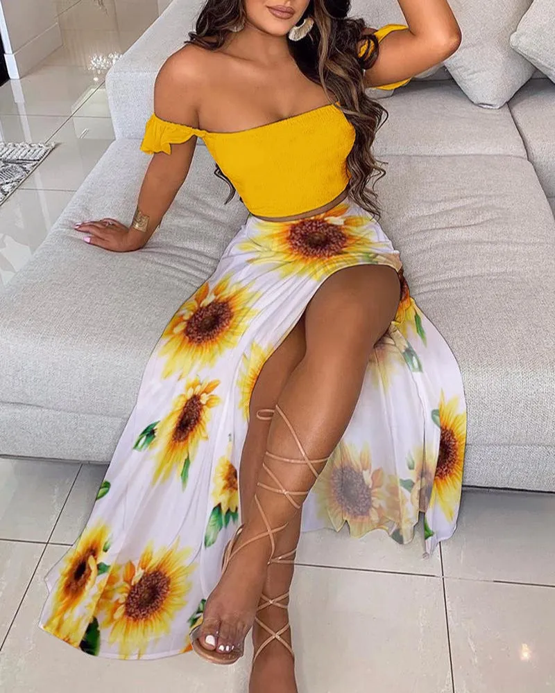 Women Bohemian Reto Tube Top Suit Dress