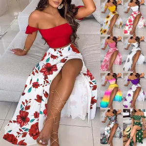 Women Bohemian Reto Tube Top Suit Dress