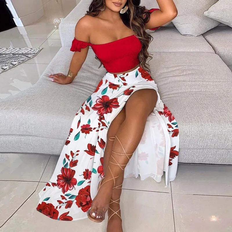 Women Bohemian Reto Tube Top Suit Dress