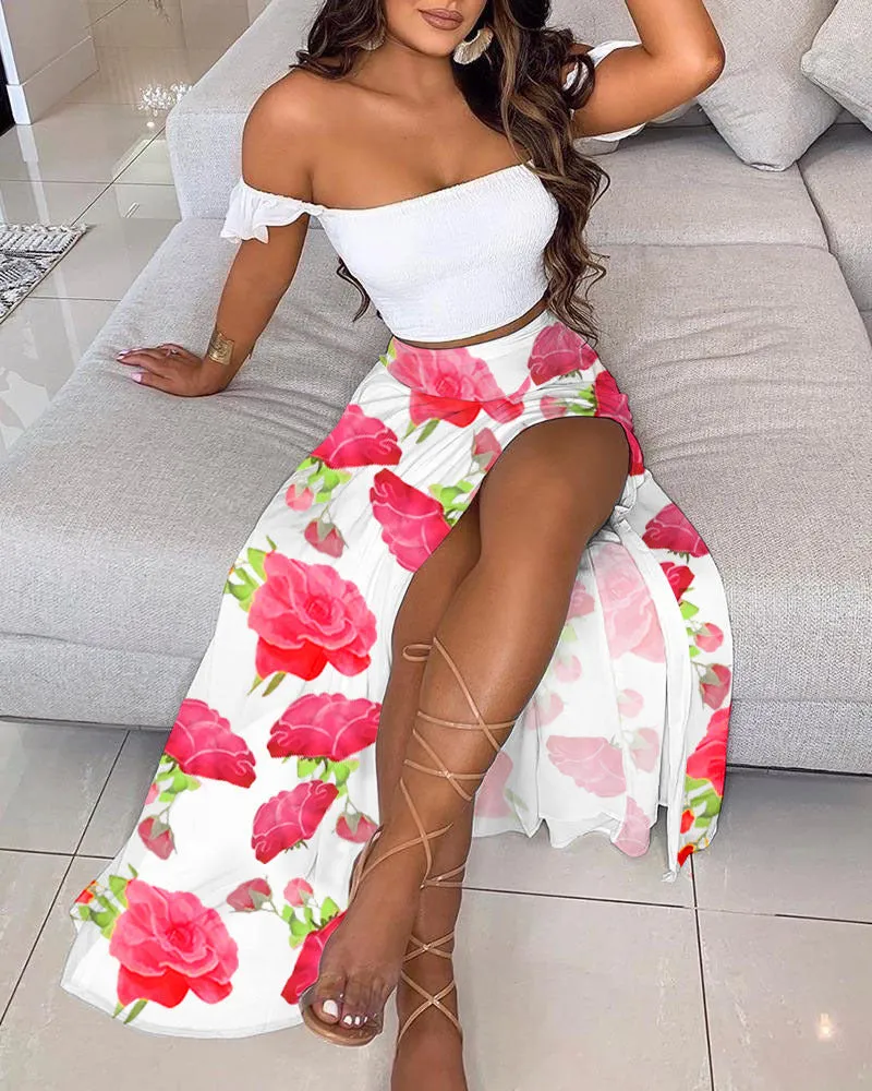Women Bohemian Reto Tube Top Suit Dress