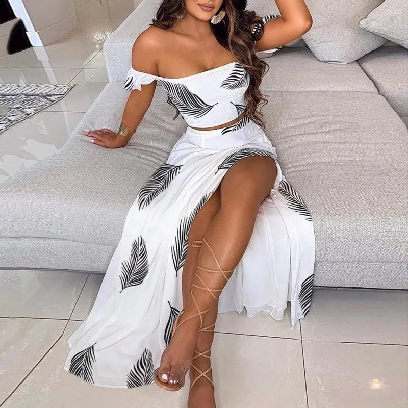 Women Bohemian Reto Tube Top Suit Dress
