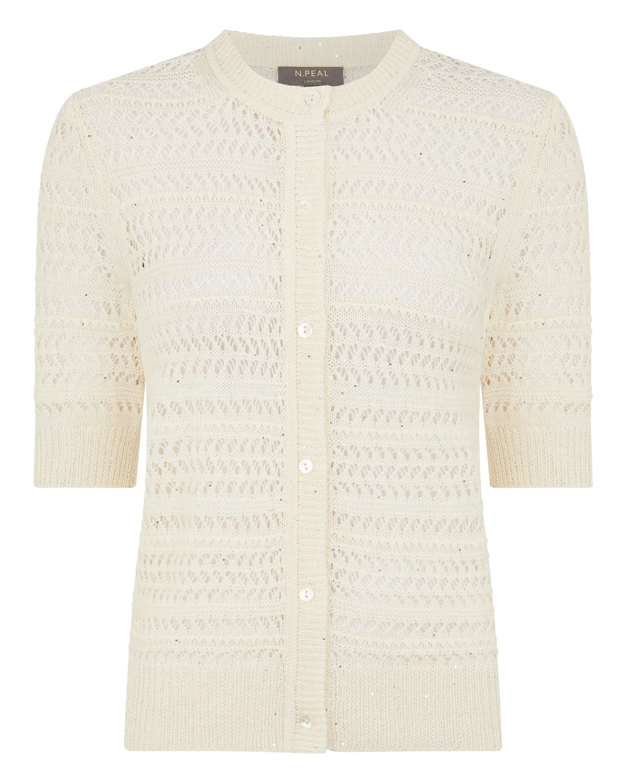Women's Open Stitch Linen Blend Cardigan New Ivory White