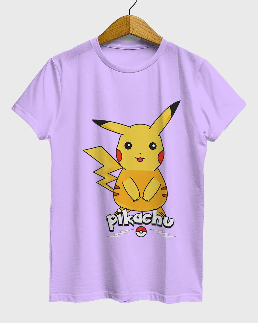 Womens Relaxed Fit TShirt Cartoon Pokeman Pikachu