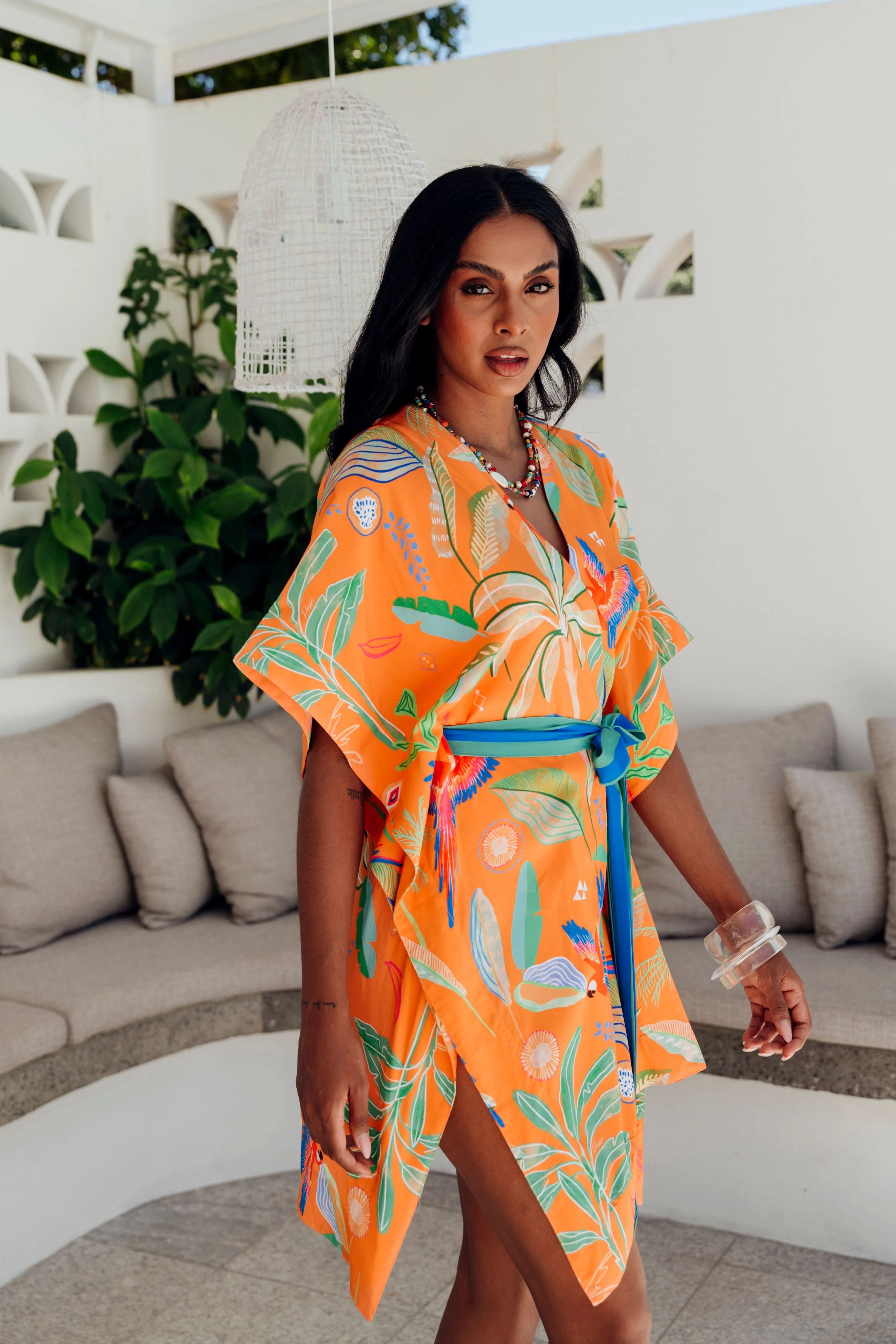 Zahlia Kimono - Tropical Orange - Short