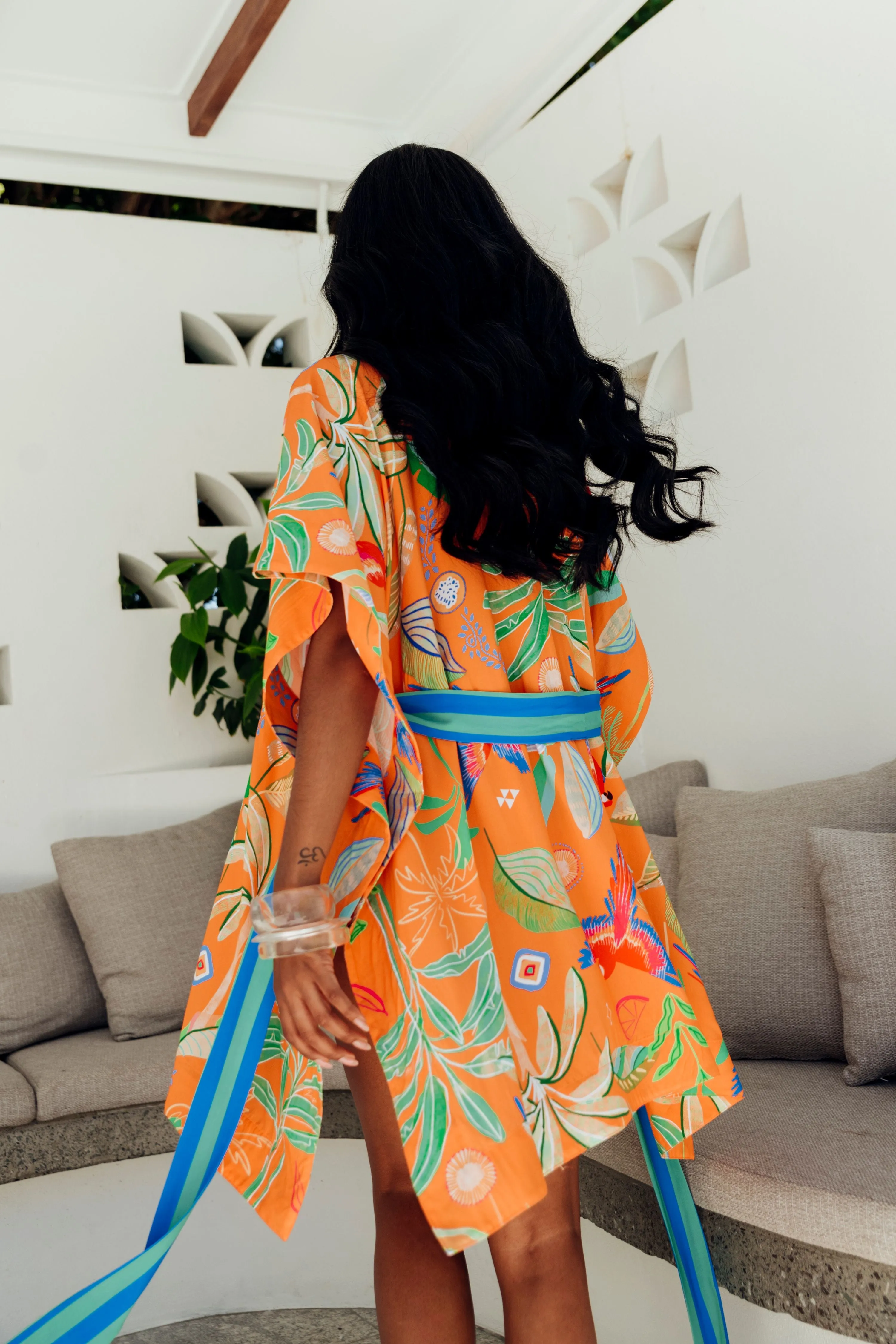 Zahlia Kimono - Tropical Orange - Short